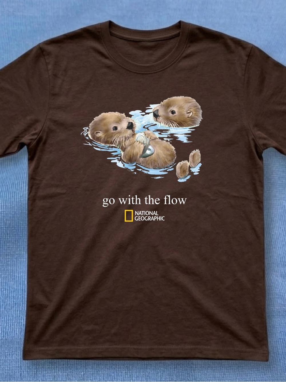 Gildan Brown National Geographic Otter "Go With The Flow" T‑Shirt